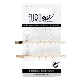 Eurostil - Long Gold Clip mit verschiedenen Perlen 2 Einheiten (06933)