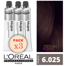 L`Oréal - Pack 3 Tintes MAJIREL 6.025 Rubio Oscuro Natural Irisado Caoba 50 ml