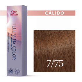 Wella - Tinte Illumina Color 7/75 Rubio Medio Marrón Caoba 60 ml