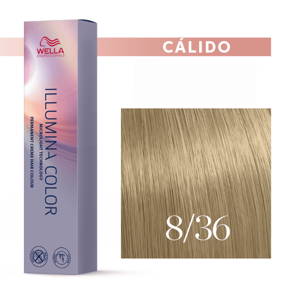 Wella - Tinte Illumina Color 8/36 Rubio Claro Dorado Violeta 60 ml