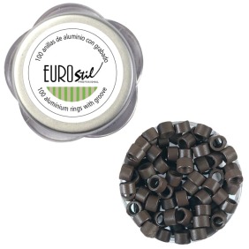 EUROSTIL - Büchse mit 100 Ringe für Extensions Farbe Halbbraun 5 (02913)