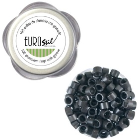 EUROSTIL - Büchse mit 100 Ringe für Extensions Farbe Dunkelbraun 3(02.912)