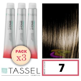 Quaste - Pack 3 Dyes helle Farbe mit Arg ny Keratin N 7 BLOND MIDDLE 100 ml