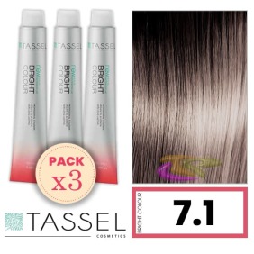 Tassel - Pack 3 Dyes helle Farbe mit 7,1 N Keratin Arg ny Aschblond MIDDLE 100 ml
