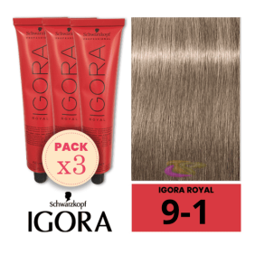 Schwarz - Igora Royal Pack 3 9/1 Tintes Very Light Aschblond 60 ml