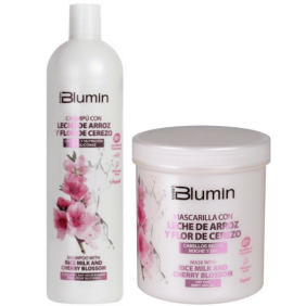 Blumin - Packung Angebot Reismilch und Kirschblüte (Champ Maske 1000ml + 700 ml)