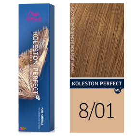 Wella - Koleston Perfect ME + Pure Naturals Farbstoff 8/01 Asche Natur Klar Blond 60 ml