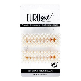 Eurostil - Double Golden Clips mit Perlen 2 Einheiten (06939)