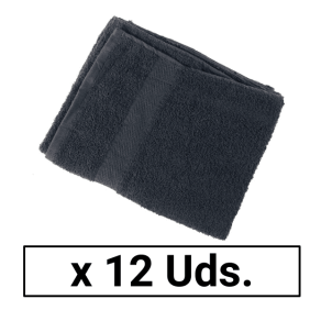 Eurostil - Pack 12 schwarze Handtücher 100% Baumwolle 40 x 80 cm 380 Grs / M2