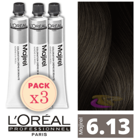 L`Oréal - Pack 3 Tintes MAJIREL 6.13 Rubio Oscuro Ceniza Dorado 50 ml