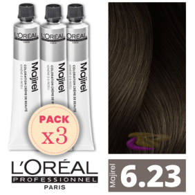 L`Oréal - Pack 3 Tintes MAJIREL 6.23 Rubio Oscuro Irisado Dorado 50 ml