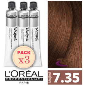 L`Oréal - Pack 3 Tintes MAJIREL 7.35 Rubio Dorado Caoba 50 ml