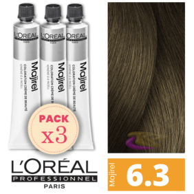 L`Oréal - Pack 3 Tintes MAJIREL 6.3 Rubio Oscuro Dorado 50 ml