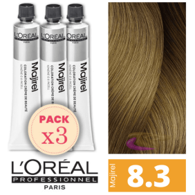 L`Oréal - Pack 3 Tintes MAJIREL 8.3 Rubio Claro Dorado 50 ml