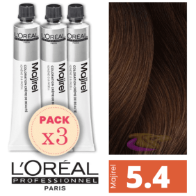 L`Oréal - Pack 3 Tintes MAJIREL 5.4 Castaño Claro Cobrizo 50 ml