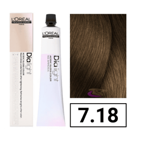 L`Oréal - Coloración DIALIGHT 7.18 Rubio Ceniza Moka sin amoniaco 50 ml