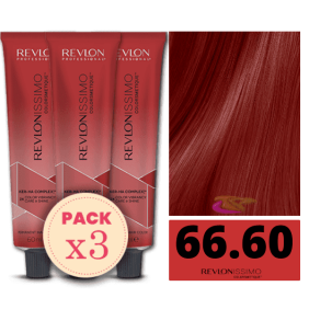 Revlon - Pack 3 Tintes REVLONISSIMO COLORSMETIQUE 66.60 Rubio Oscuro Rojo Intenso 60 ml (Ker-Ha Complex)