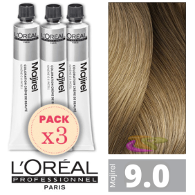 L`Oréal - Pack 3 Tintes MAJIREL 9.0 Rubio Muy Claro Profundo 50 ml