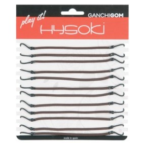 Hysoki - Haargummis Braun mit Haken (12 Stück im Packet)