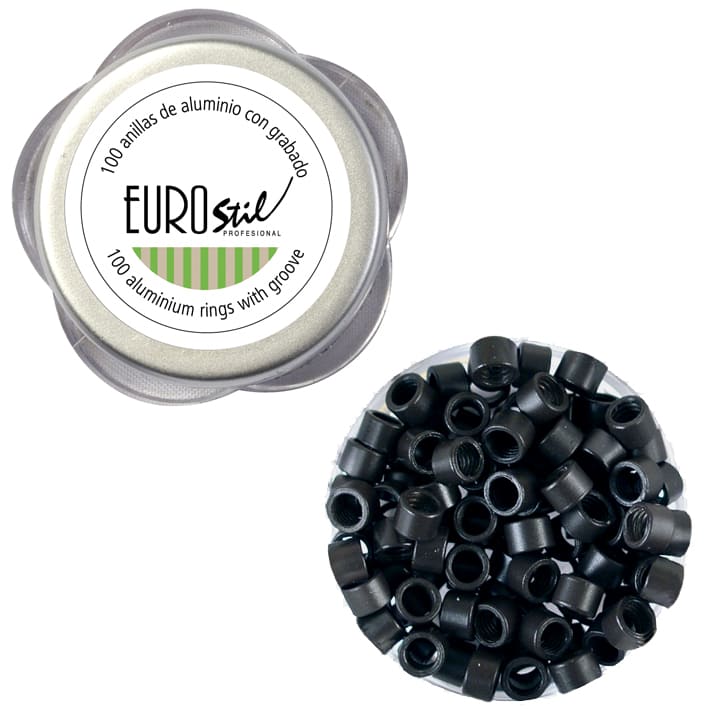 EUROSTIL - Büchse mit 100 Ringe für Extensions Farbe Schwarz 1 (02927) (02.911)