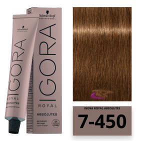 Schwarzkopf - Igora Royal Absolutes Alter Dye 7/450 Mischung Blond Mittel Beige Gold-60 ml