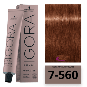 Schwarzkopf - Igora Royal Absolutes Alter Dye 7/560 Blond Mittel Golden Blend Schokolade 60 ml 