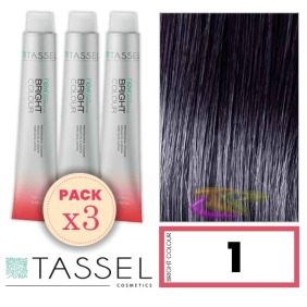 Tassel - Pack 3 Dyes helle Farbe mit Arg ny Keratin N 1 BLACK 100 ml