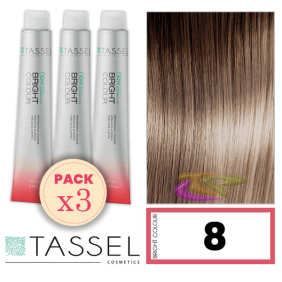 Quaste - Pack 3 Dyes helle Farbe mit Arg ny Keratin N 8 Hellblond 100 ml