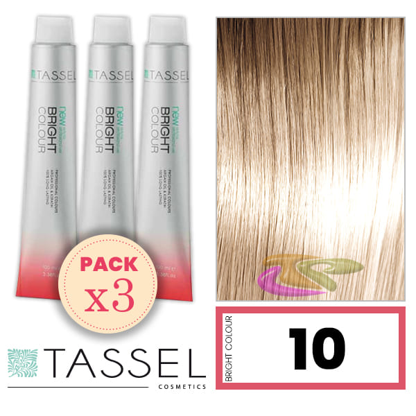 Quaste - Pack 3 Dyes helle Farbe mit Arg ny Keratin N 10 BLOND SUPER CLEAR 100 ml