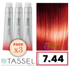 Tassel - Pack 3 Dyes helle Farbe mit Arg ny Keratin N 7,44 BLOND mittelschwere COPPER 100 ml