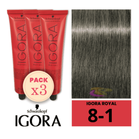 Schwarz - Igora Royal Pack 3 8/1 Tintes Licht Aschblond 60 ml
