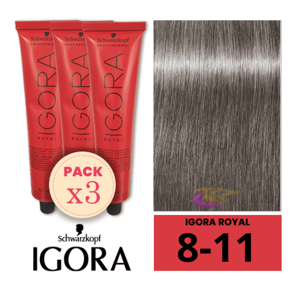 Schwarz - Igora Royal Pack 3 Tintes 8/11 hellblonde Intensive Ash 60 ml