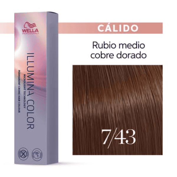 Wella - Tint Farbe 7/43 Blond Mittel Illumina Kupfer Gold 60 ml