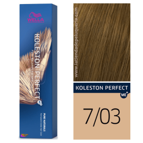 Wella - Koleston Perfect ME + Pure Naturals Farbstoff 7/03 Golden Medium Medium Blond 60 ml