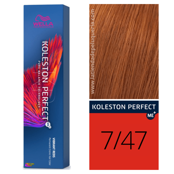Wella - Koleston Perfect ME + Lebendige Rottöne 7/47 Mittelbraunes Kupfer Brauner Farbstoff 60 ml